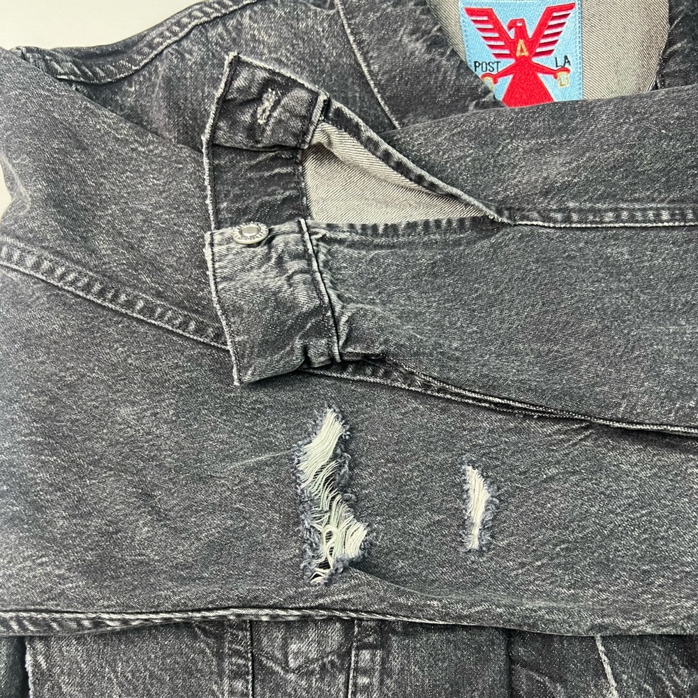 Adaptation Black Roxy Distressed Denim Jacket - Picture 9 of 16